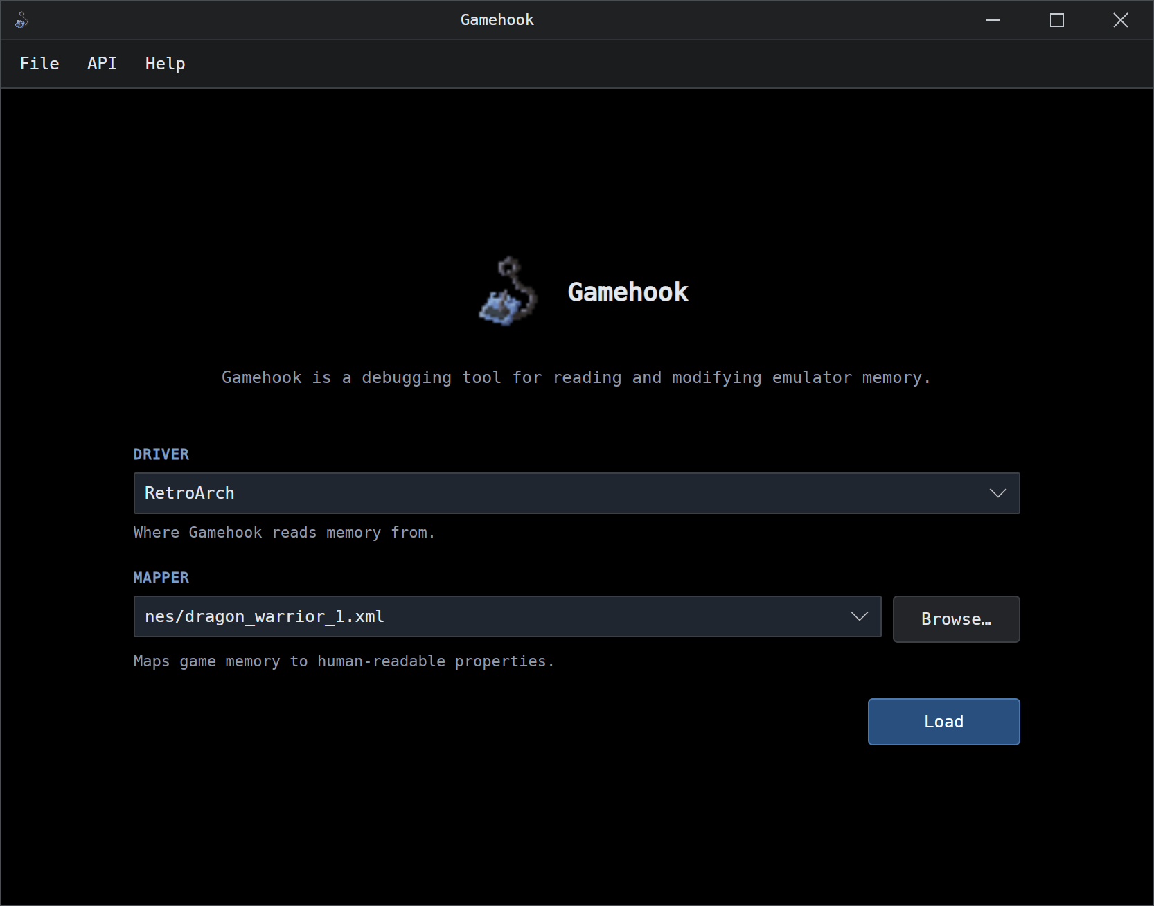 Gamehook application showing mapped game properties